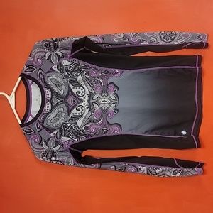 Athleta black runaway yoga workout running gym top Size xxs Grey purple black